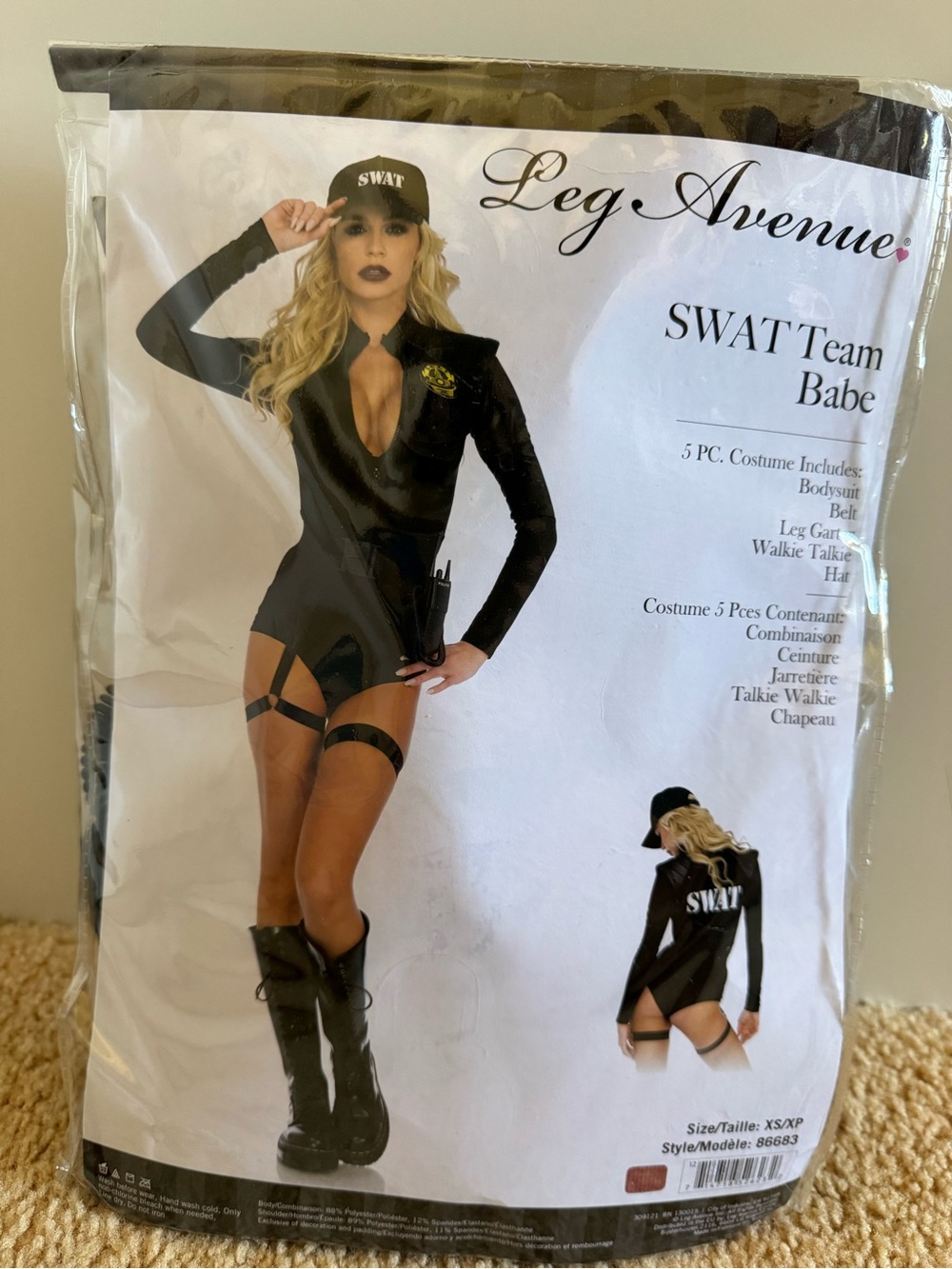 Leg Avenue Black SWAT-Inspired Women's Bodysuit Costume